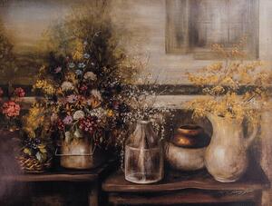 Illustration Wildflowers In Old Time Vases Original Painting, JonGorr, (40 x 30 cm)