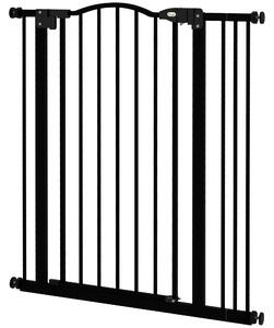 PawHut Folding Dog Gate, Metal Pet Safety Fence, Adjustable 74-87cm, Black