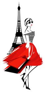 Illustration fashion shopping in Paris vector design, Cattallina, (30 x 40 cm)