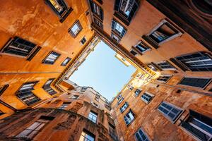 Art Photography Low wide angle view of residential, Alexander Spatari, (40 x 26.7 cm)