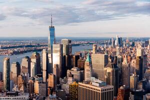 Art Photography New York City downtown skyline aerial, Alexander Spatari, (40 x 26.7 cm)
