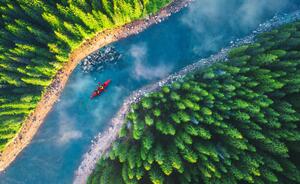 Art Photography Aerial view of rafting boat or, valio84sl, (40 x 24.6 cm)