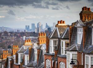 Art Photography View across city of London from Muswell Hill, coldsnowstorm, (40 x 30 cm)