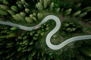 Art Photography Aerial view of car traveling on, Roberto Moiola / Sysaworld, (40 x 26.7 cm)