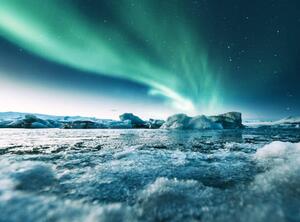 Art Photography aurora borealis in iceland at jakulsarlon, franckreporter, (40 x 30 cm)