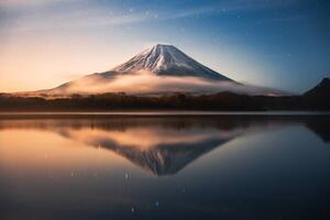 Art Photography Fuji Mountain Reflection with Morning sunrise, Jackyenjoyphotography, (40 x 26.7 cm)