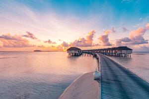 Art Photography Amazing beach landscape. Beautiful Maldives sunset, Levente Bodo, (40 x 26.7 cm)