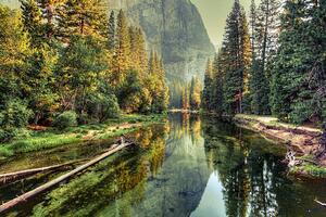 Art Photography Yosemite Valley Landscape and River, California, zodebala, (40 x 26.7 cm)