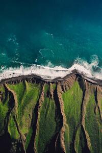 Art Photography Cliff edge and the Atlantic ocean, Abstract Aerial Art, (26.7 x 40 cm)