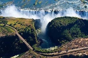 Art Photography View of Victoria Falls and Bridge, Kelly Cheng Travel Photography, (40 x 26.7 cm)