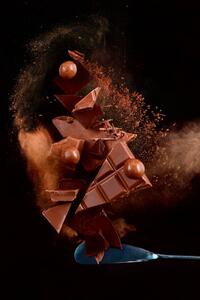 Art Photography Broken chocolate pieces balancing on a, Dina Belenko Photography, (26.7 x 40 cm)