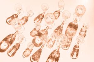 Art Photography Variety of empty glasses on peach, Magic cinema, (40 x 26.7 cm)