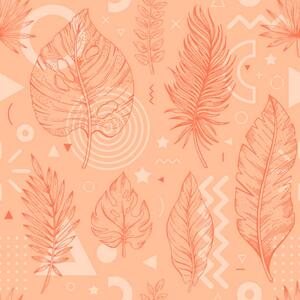 Art Photography 2024 peach palm leaf color pattern., o-che, (40 x 40 cm)