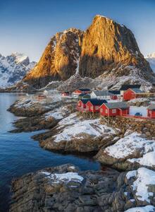 Art Photography iconic Hamnoy red houses village in, Tassaphon Vongkittipong, (30 x 40 cm)
