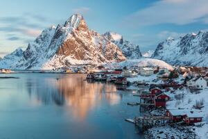 Photography View to the city Reine with, Andreas Kunz, (40 x 26.7 cm)