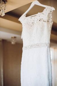 Art Photography beautiful lace wedding dress on white, Bogdan Kurylo, (26.7 x 40 cm)