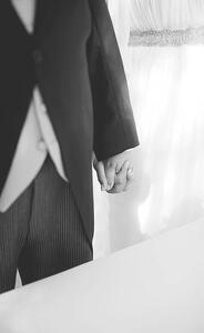 Art Photography Bride and groom holding hands in, edwardolive, (24.6 x 40 cm)