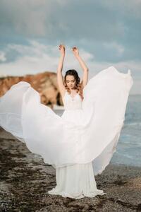 Art Photography bride on the shore of the black sea, Andreua, (26.7 x 40 cm)
