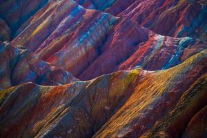 Art Photography Rainbow mountains, Zhangye Danxia geopark, China, kittisun kittayacharoenpong, (40 x 26.7 cm)