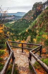 Art Photography Lookout in autumn forest at Bohemian Switzerland, jarino47, (26.7 x 40 cm)