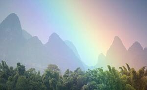 Art Photography View of rainbow by mountains., Grant Faint, (40 x 24.6 cm)