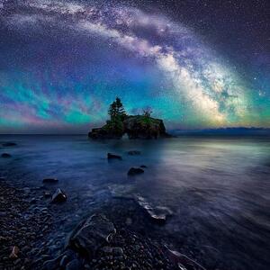 Art Photography Milky Way Over Hollow Rock, Matt Anderson Photography, (40 x 40 cm)