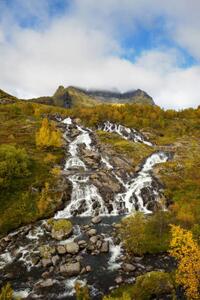Photography Lofoten waterfall on Moskenesoya, Lofoten, Norway, miroslav_1, (26.7 x 40 cm)