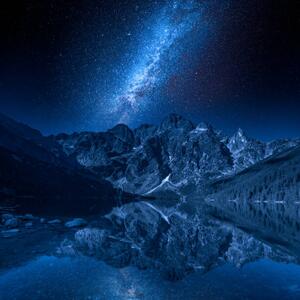 Photography Milky way and lake in the, Shaiith, (40 x 40 cm)