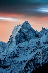 Art Photography Dramatic sunrise over snowy peak Badile,, Roberto Moiola / Sysaworld, (26.7 x 40 cm)