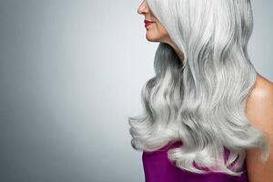 Art Photography Cropped profile of a woman with long, gray hair., Andreas Kuehn, (40 x 26.7 cm)