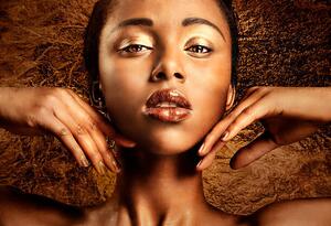 Photography Portrait of a woman with bronze and gold makeup, Paper Boat Creative, (40 x 26.7 cm)