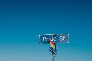 Photography American road sign displaying 'Pride Street', Catherine Falls Commercial, (40 x 26.7 cm)
