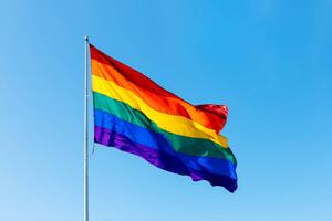Photography Rainbow LGBTQI flag waving in the wind, Alexander Spatari, (40 x 26.7 cm)
