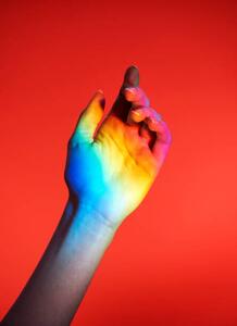 Photography hand with rainbow colours, Tara Moore, (30 x 40 cm)