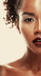 Photography attractive african american woman closeup portrait, Cheschhh, (22.5 x 40 cm)