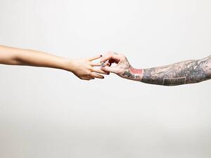 Art Photography Man with tattooed arm placing ring, ballyscanlon, (40 x 30 cm)