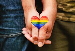 Art Photography Rainbow heart drawing on hands, LGBTQ, With love of photography, (40 x 26.7 cm)