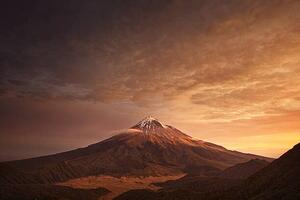 Art Photography Sunset over mountain, (40 x 26.7 cm)