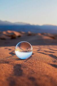 Art Photography Glass Sphere on Desert Sand, Lena Wagner, (26.7 x 40 cm)