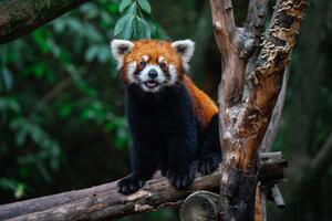 Photography Red Panda, close-up of a bear on a tree, Jackyenjoyphotography, (40 x 26.7 cm)