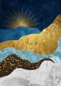 Art Print Golden abstract mountain peak art poster., Luzhi Li