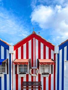Art Photography Traditional colorful striped houses in Costa, Isabel Pavia, (30 x 40 cm)
