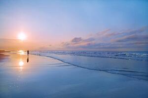 Art Photography Person walking on beach at sunrise, Shannon Fagan, (40 x 26.7 cm)