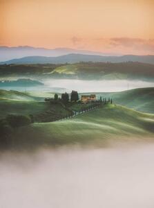 Art Photography Tuscany sunrise landscape view of green, serts, (30 x 40 cm)