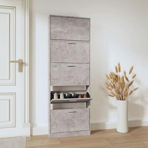 Shoe Cabinet Concrete Grey 59x17x169 cm Engineered Wood