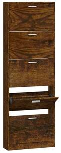 Shoe Cabinet Smoked Oak 59x17x169 cm Engineered Wood
