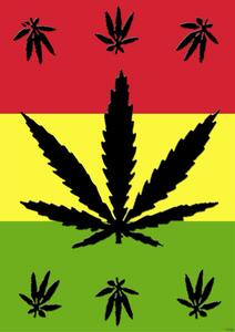 Poster Marijuana Leaf - On rasta colours, (59.4 x 84 cm)
