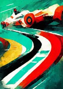 Art Poster Formula 1 green red, Justyna Jaszke, (30 x 40 cm)