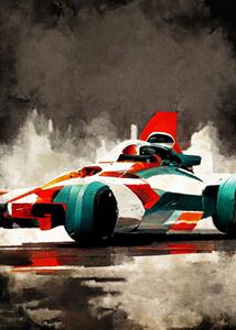 Art Poster Formula 1 red grey, Justyna Jaszke, (30 x 40 cm)