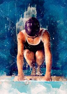 Art Poster Swimmer Sport Art 1, Justyna Jaszke, (30 x 40 cm)